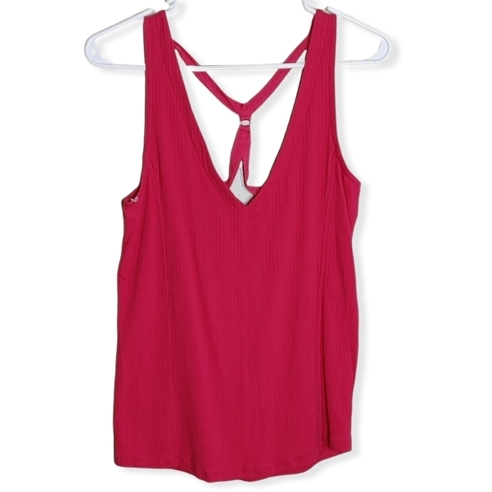 NWOT Free People Red Ribbed Strappy Tank Top Med